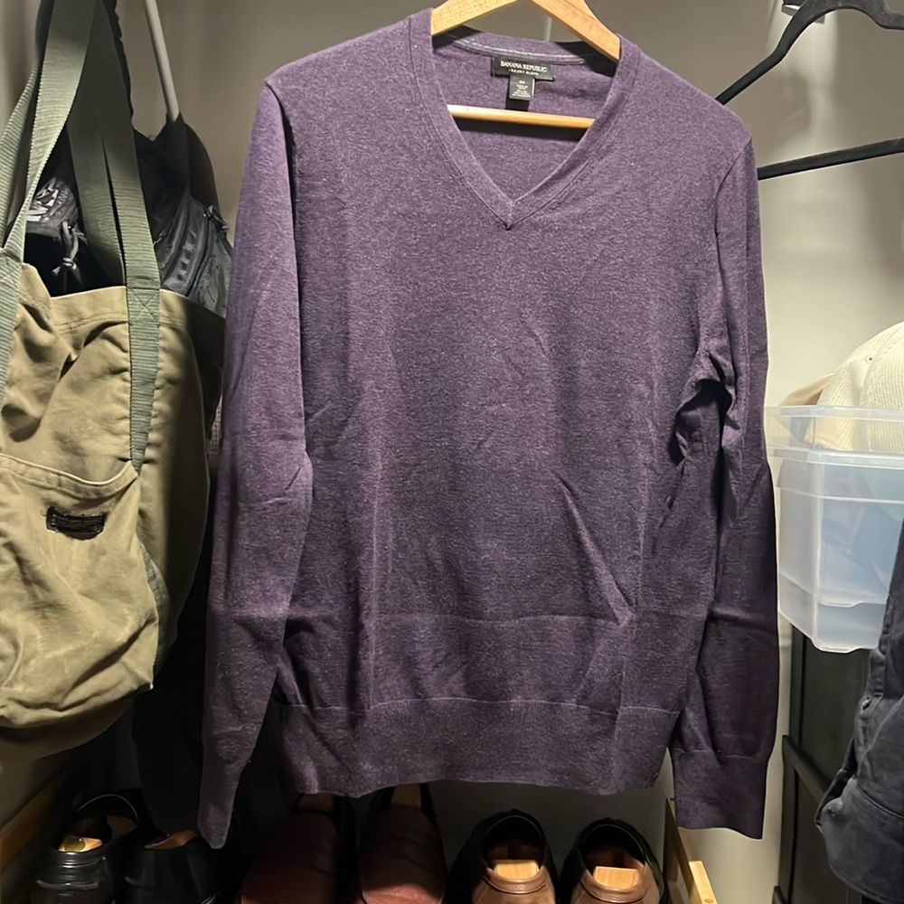 Banana Republic Luxury Blend Sweater V Neck In Purple Mens Medium